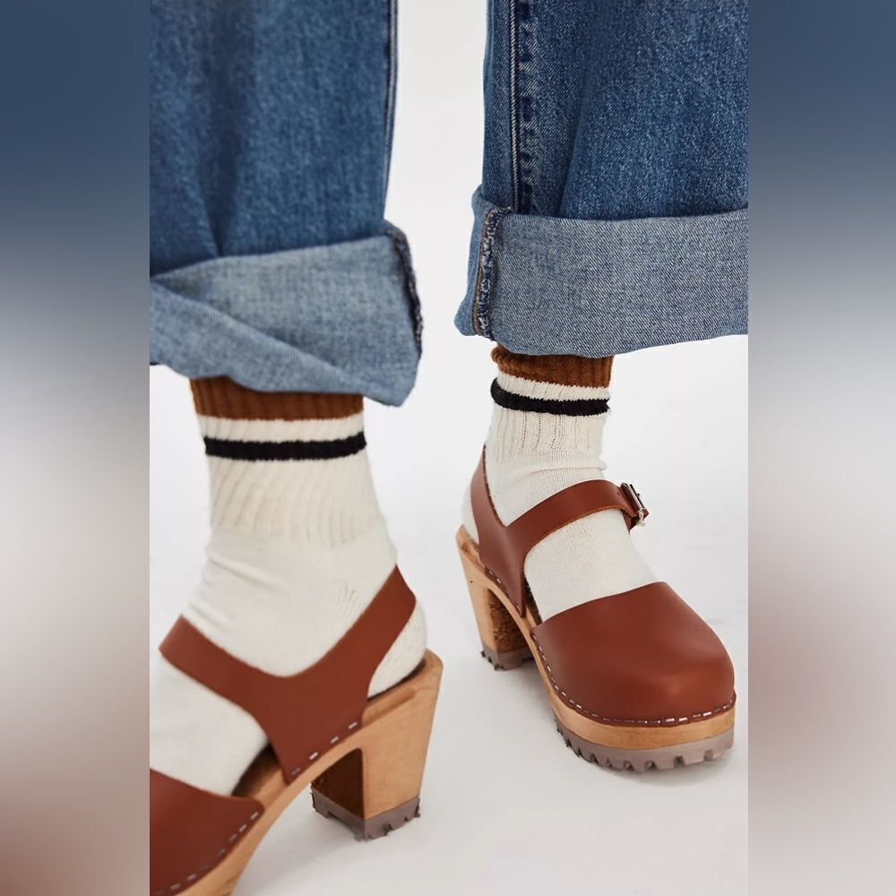 Mia Abba Swedish 70's style wooden clog heels women's - Picture 2 of 5